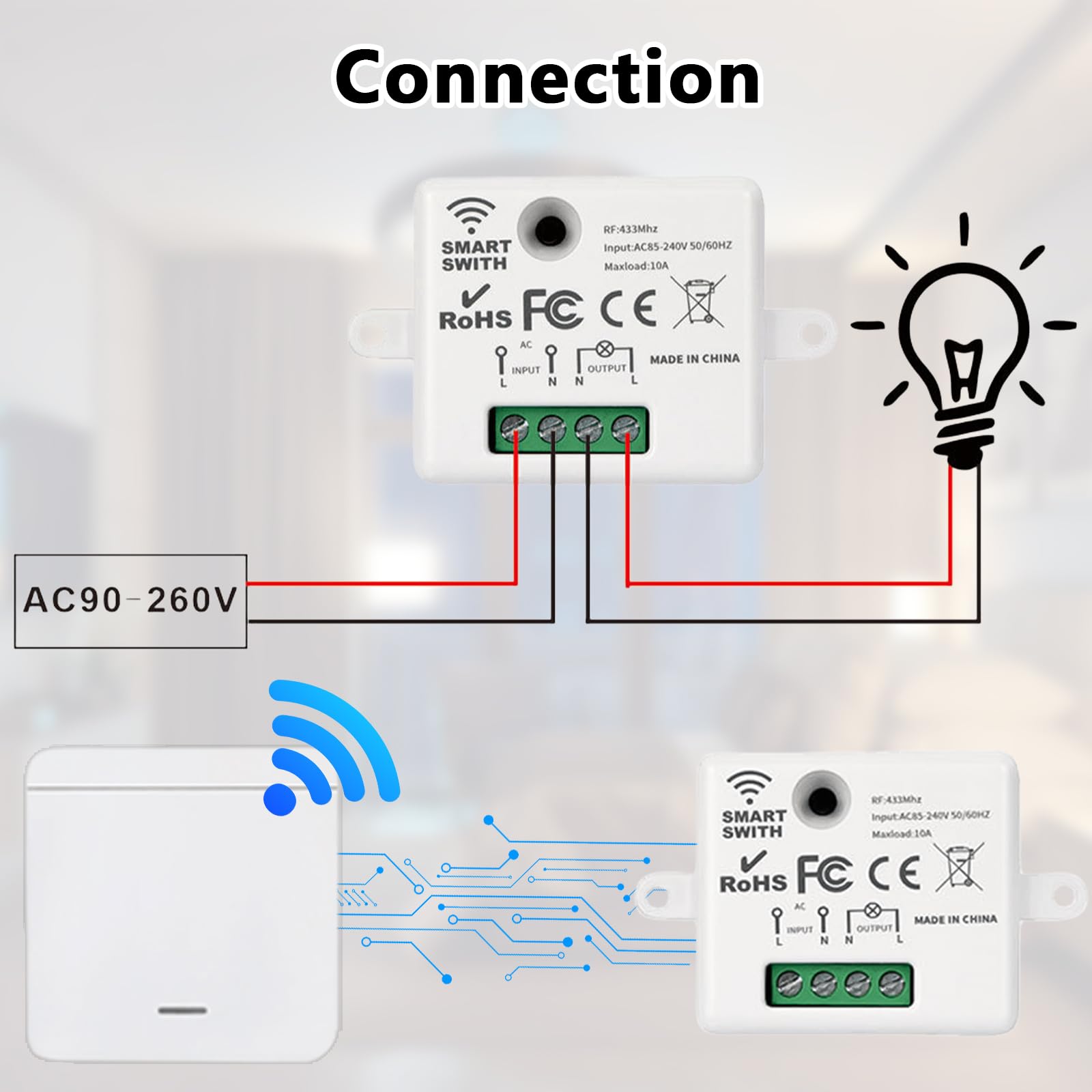 Zestaw 2 radiowych przełączników świetlnych 230 V 433 MHz RF