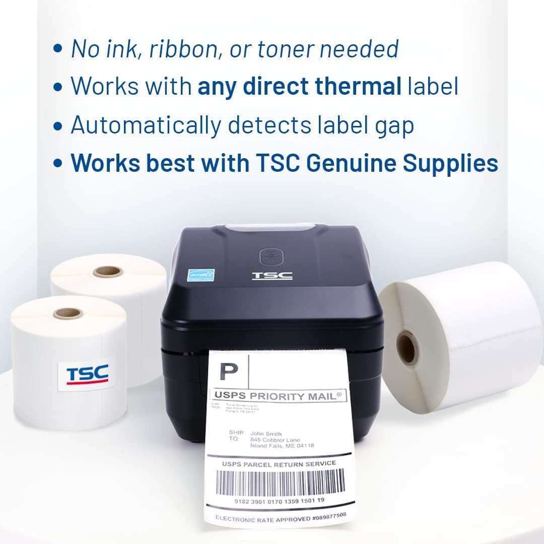TSC DL241 Desktop Direct Thermal Label Printer, 4” Print Width, USB, Ethernet, Bluetooth, for Shipping Labels, Barcodes, Retail, Compatible with UPS, FedEx, USPS, Etsy, Amazon, Shopify, ShipStation