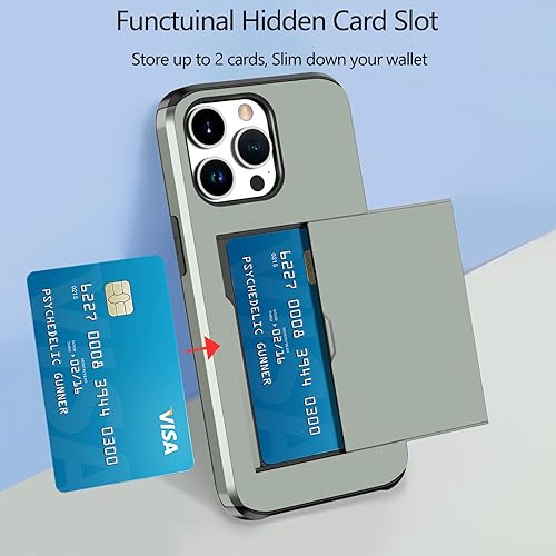 Miniatura 3 de Funda para teléfono compatible con iPhone 15 Pro con tarjetero de crédito, ranura para tarjetas de identificación, a prueba de golpes, funda de