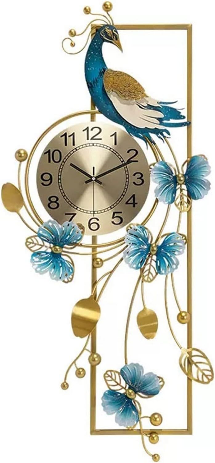 SaryEdge Wall Clock Chinese Wall Clock Creative Home Living Room Luxury Wall Clock Art Restaurant Air Peacock Large Wall Clock for Living Room Decor Wall Decor Clock-L,Small,Small,Small