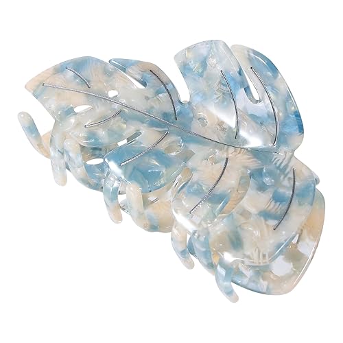 Blue Leaf Hair Claw Clip 3.5 Inch Strong Grip Hair