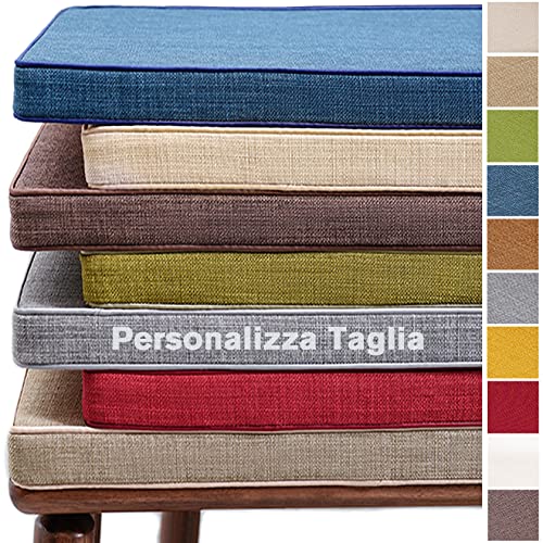 SXROMDA Cuscino per Panchina da Giardino per Terrazza, Cuscino Personalizzato per Mobili da esterno, Cuscino Rimovibile e lavabile, lino impermeabile (Personalizza, Blu)