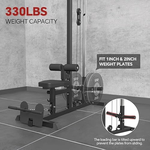 Miniatura 6 de SPART Máquina de cable de alimentación LAT, máquina de cable de fila LAT ajustable y LAT con estaciones de polea alta y baja, máquina de pesas de