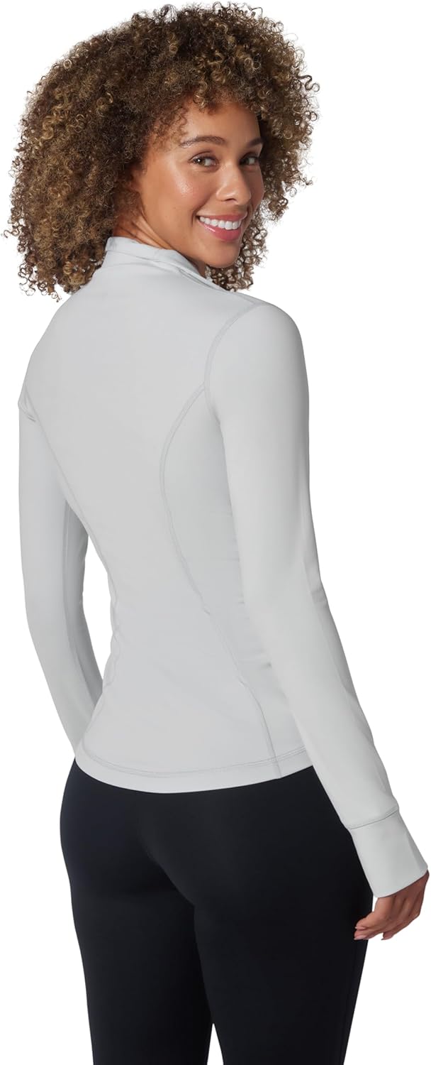 Yogalicious Womens Ultra Soft Lightweight Full Zip Yoga Jacket - Sleet Nude Tech - XL