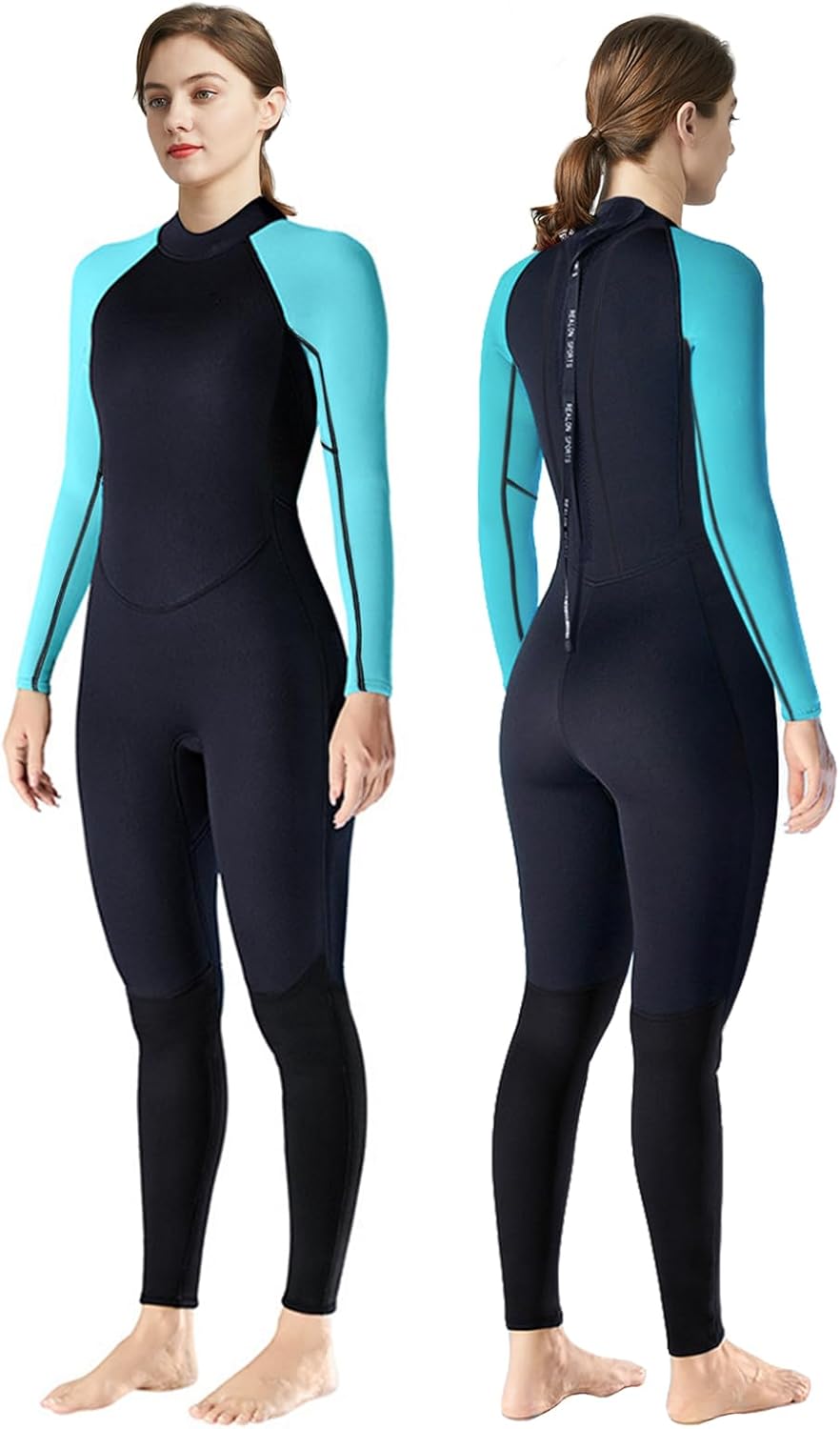 Men Women Wetsuit 3mm Smoothskin Triathlon Neoprene Full Wet Suits Back Zipper Cold Water Keep Warm for Surfing Snorkeling Diving Scuba