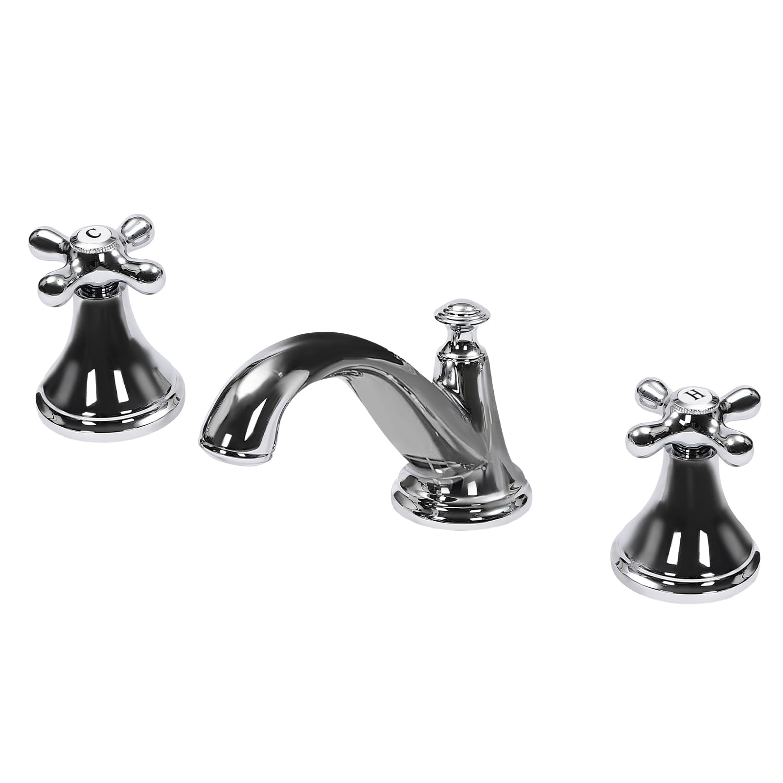 Grifo de baño de 3 orificios, doble manija, 3 orificios con pico en nido de abeja, mezclador de agua fría y caliente para baño, cocina, ducha, lavabo, plateado