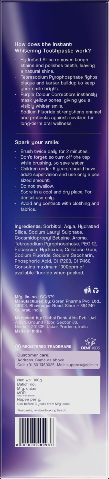 STIM Spark Instant Whitening Toothpaste | Instantly Whiter Looking Teeth product image 7