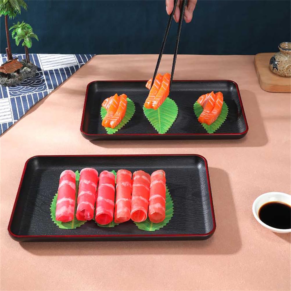 Bandeja Japonesa de Sushi de Madera sintética, Plato de salmón | Vajilla comercial para catering, soporte antideslizante para mariscos, platos de plástico para buffet de restaurante