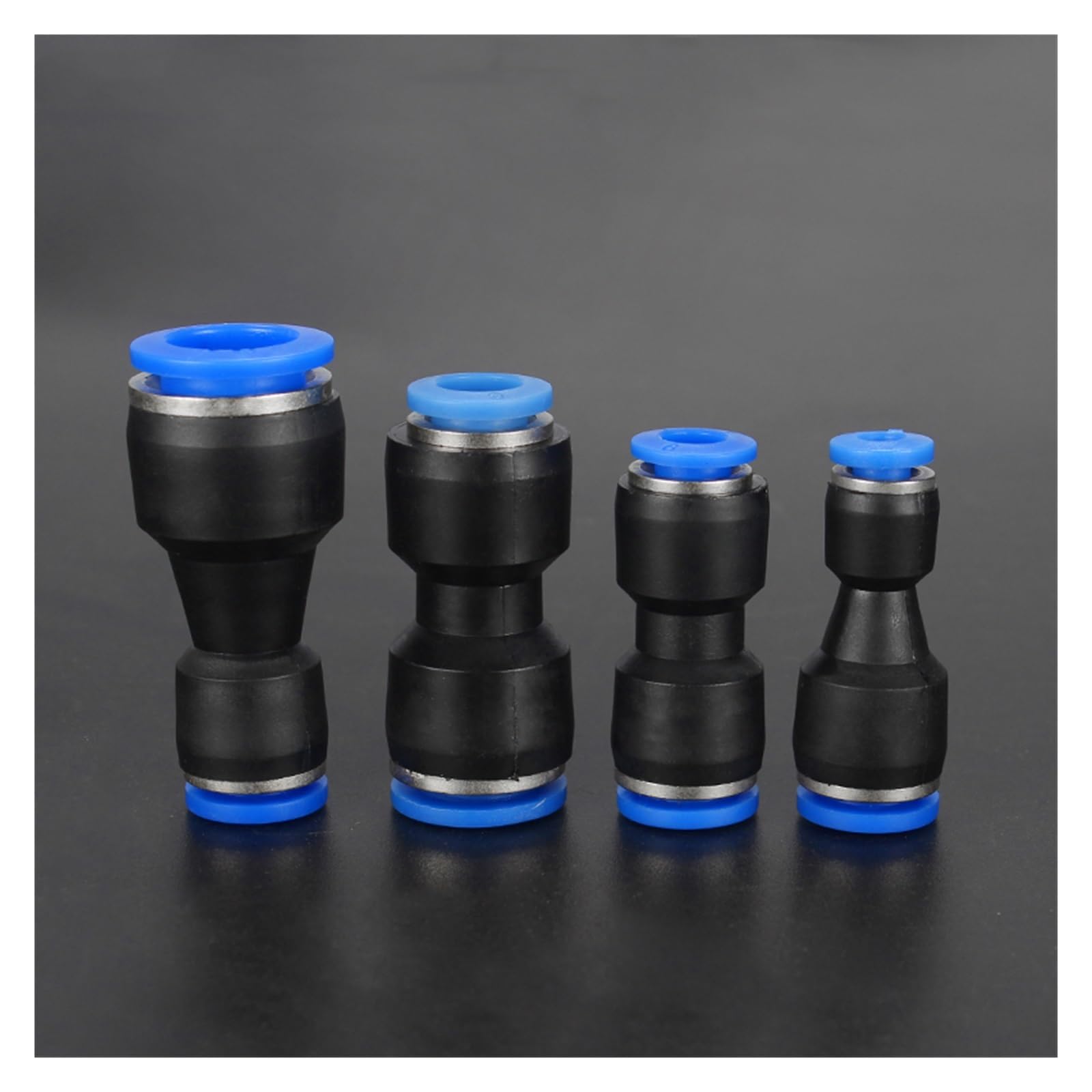 Conector neumático de plástico negro de poliuretano de 4 mm, poliuretano, 6 mm, poliuretano, 8 mm, 10 mm, 12 mm, tubo de manguera de aire y agua, acoplador rápido de gas, 60 unidades