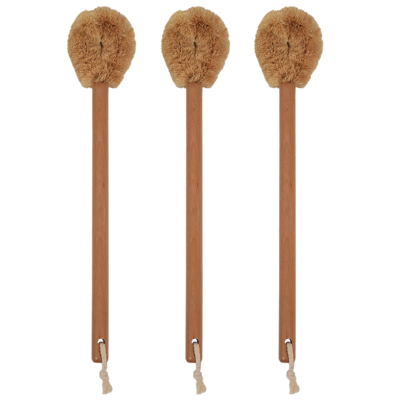 Hndhbfgrt 3X Updated Modern Version Toilet Bowl Brush, Natural Coconut Fiber Brush Head and Beechwood Handle with Hanging Hook