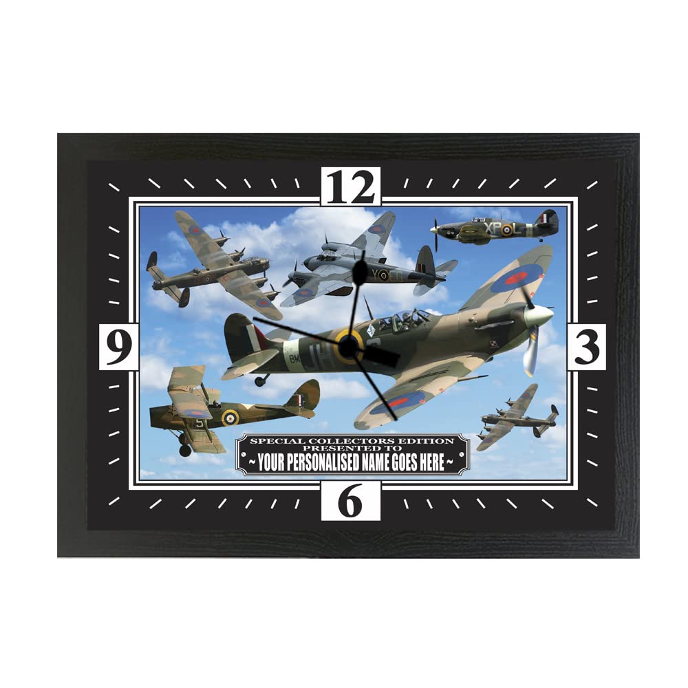 Personalised Gift Products Spitfire, Lancaster And War Planes Personalised Gift Framed Clock