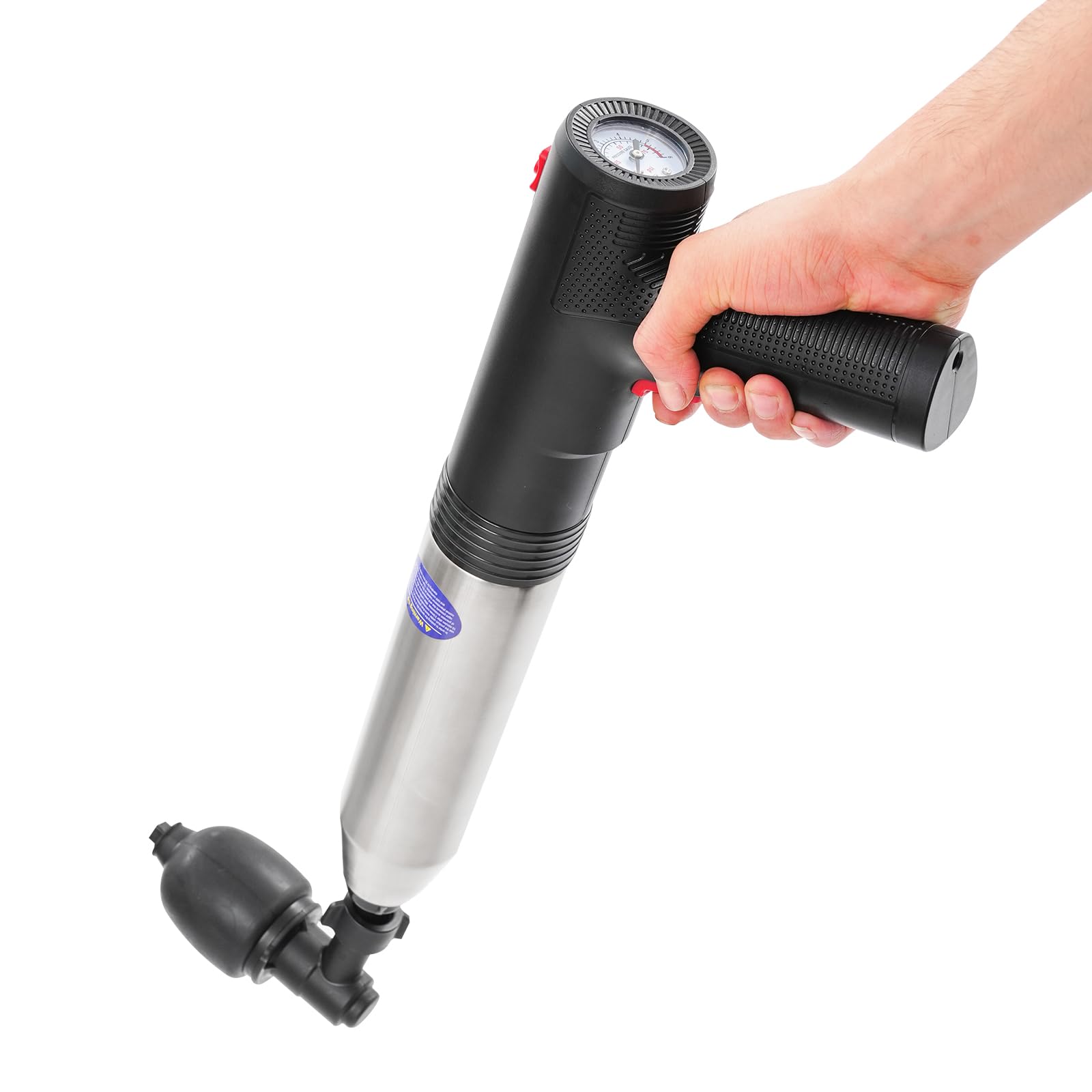 Elektrische Toilettenentstopfer Hochdruck Abflussreiniger Luftdruck Kanalöffner ABS Edelstahl für Badezimmer Küche Waschbecken Bodenablauf EU-Stecker 1500mAh