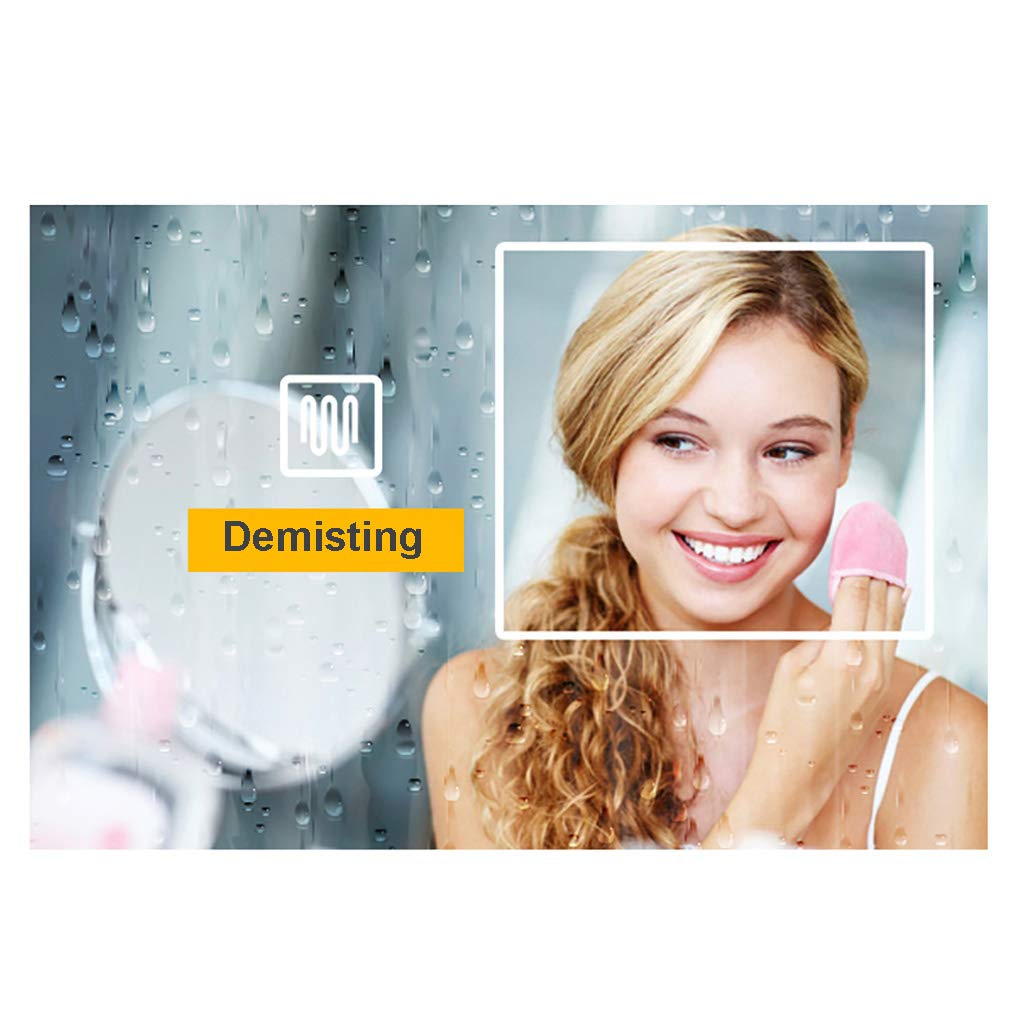 Specchio da Bagno Rotondo Illuminato con Luce LED e sensore tattile antiappannante + Specchio da Barba per Trucco dimmerabile, Montato a Parete