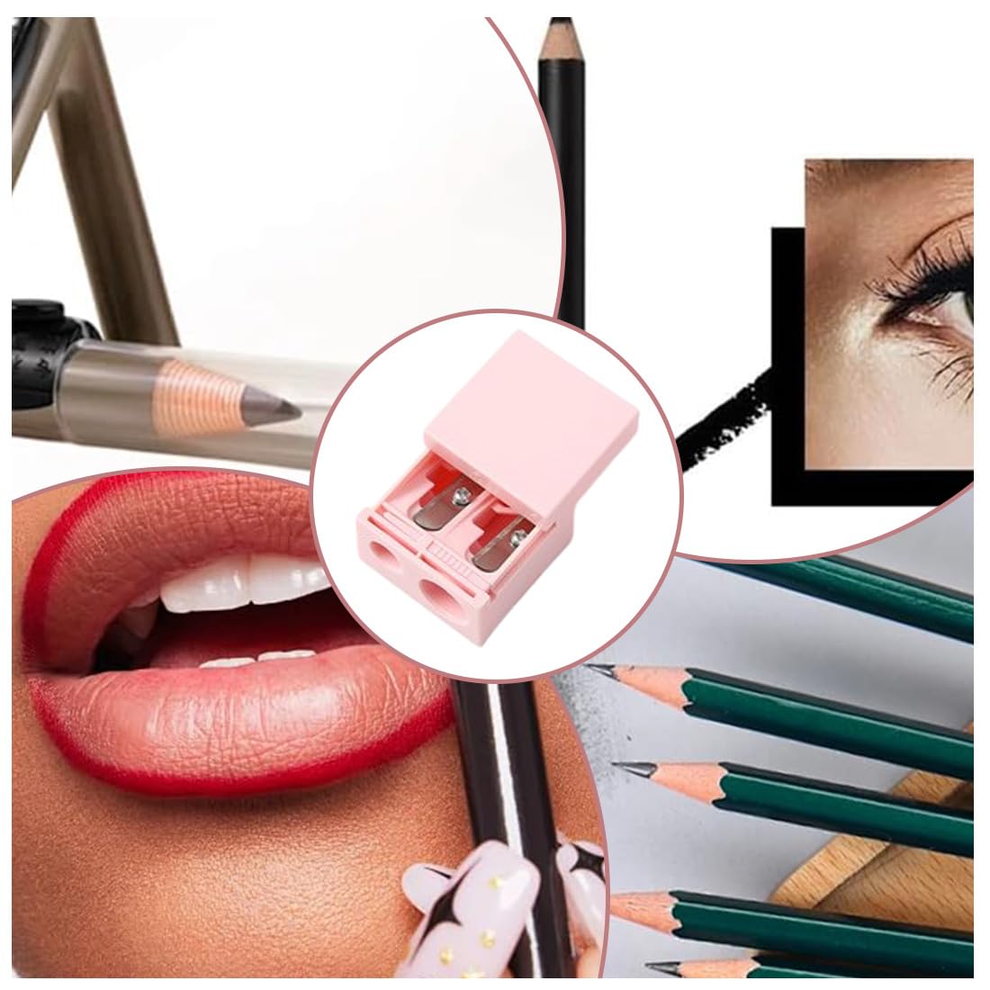 Taille Crayon Maquillage, 2 Pcs Taille Crayon à Sourcils Lèvres Yeux Eyeliner Trous Maquillage, à Double Trou, Accessoires de Maquillage et Outils, Fournitures d'étude, pour Crayons Jumbo et Standard