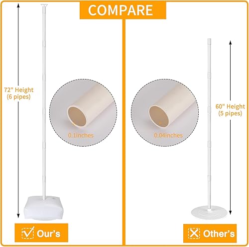 Miniatura 3 de Holicolor Juego de 2 soportes de columna de globos, kit de soporte de torre de globos de 72 pulgadas con base para suelo, baby shower, cumpleaños,