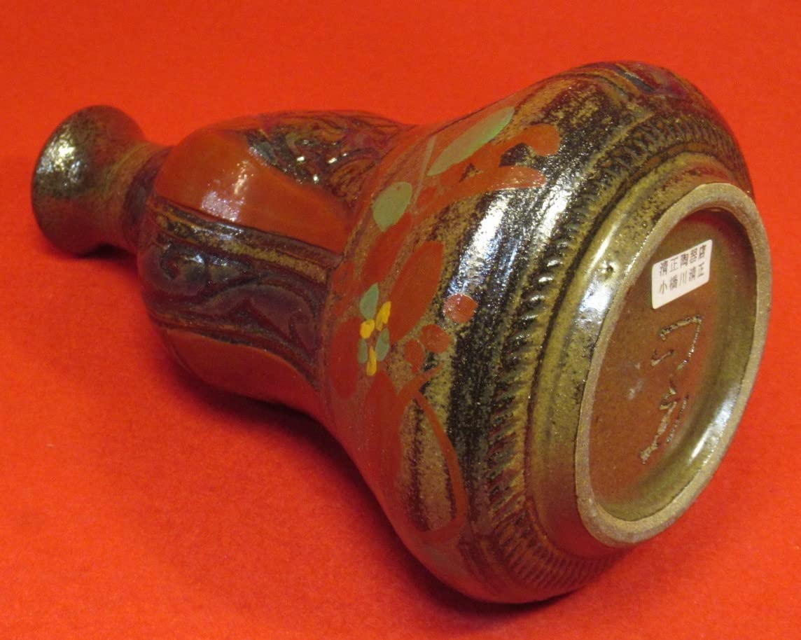 Amazon｜民芸復興『琉球壺屋焼き赤地魚文瓢徳利 瓢箪型瓶 在銘「清正