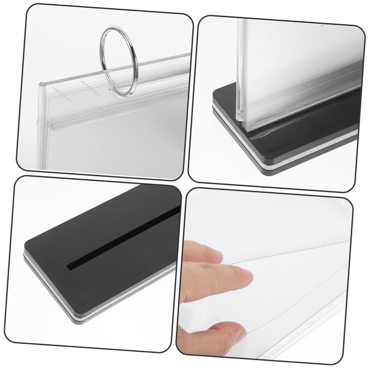 Soporte para Menú de Mesa Abatible 3 Piezas Pvc para Exposición | A6, Diseño Plegable de Sobremesa, Formato Vertical, Acabado Moderno, Pack de 3 Unidades