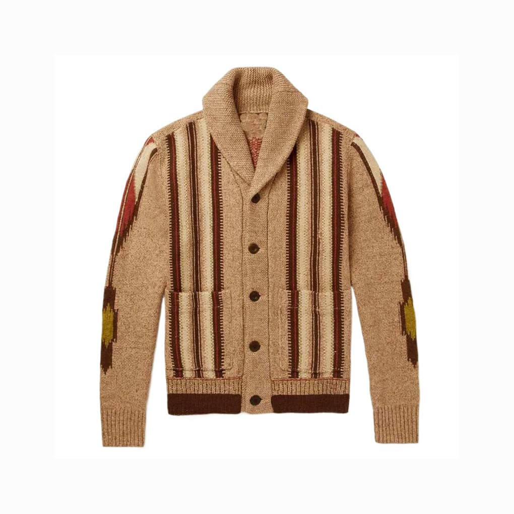 Autumn Winter Sweaters Knit Wear Men Long Sleeve Cardigans Lapel Jacquard Knitted Jacket Coats Vintage Casual Soft Tops