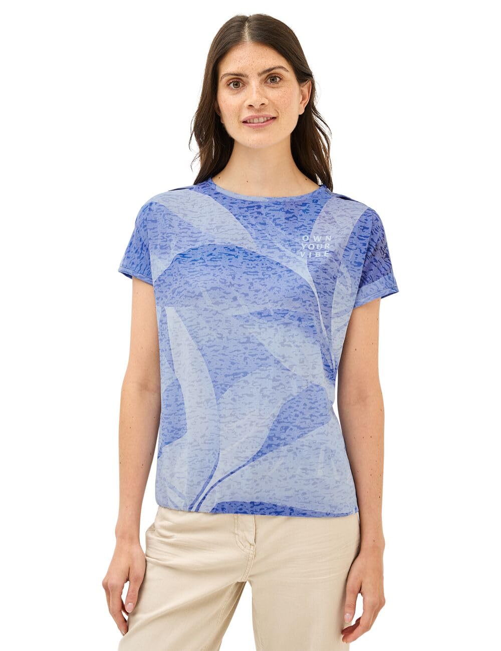 Cecil Women's B323533 Ombre Burn-Out T-Shirt, Urban Navy Blue, L