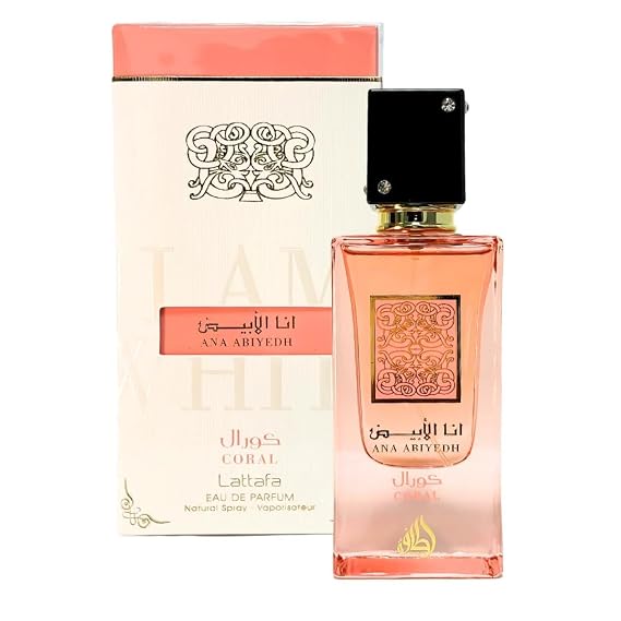 Lattafa Ana Abiyedh Coral for Unisex Eau de Parfum Spray, 2.0 Ounce / 60 ml