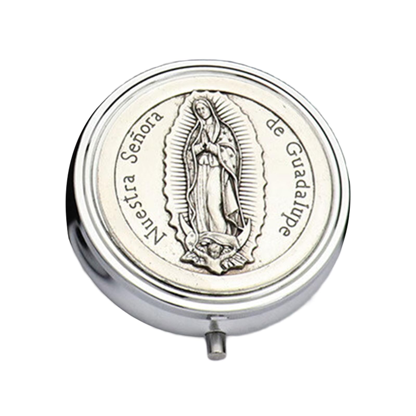 Jazuaiao Compactly Metal Prayer Religious Jewelry Case Featurings Builts in Glass for Spiritual Items and Vanity Organization Religious Storage Box