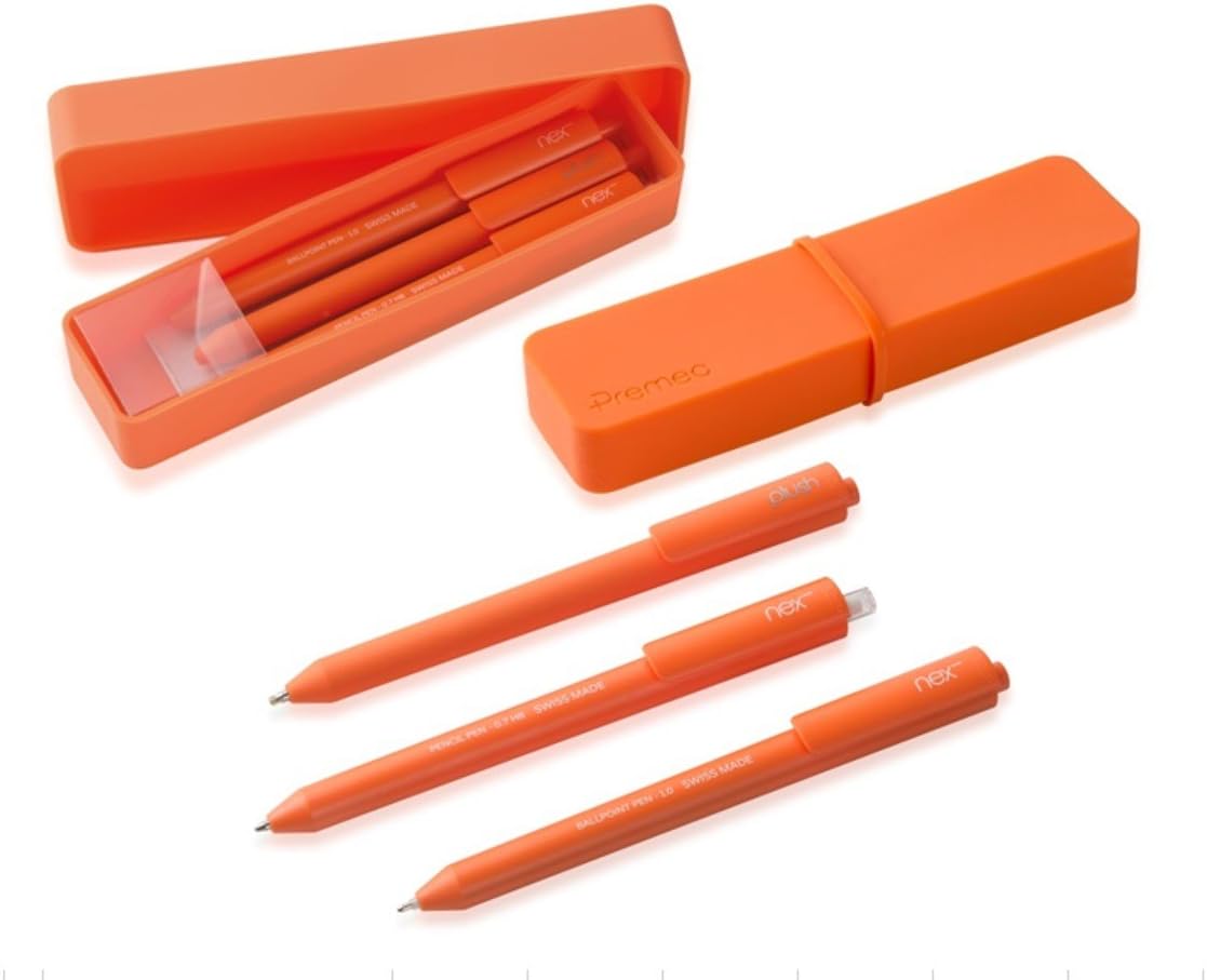 Premec Plush Box 3 Writing Kit with: Plush Ball Ballpoint Pen, Mechanical Pencil, Retractable Ballpoint Pen Arancione