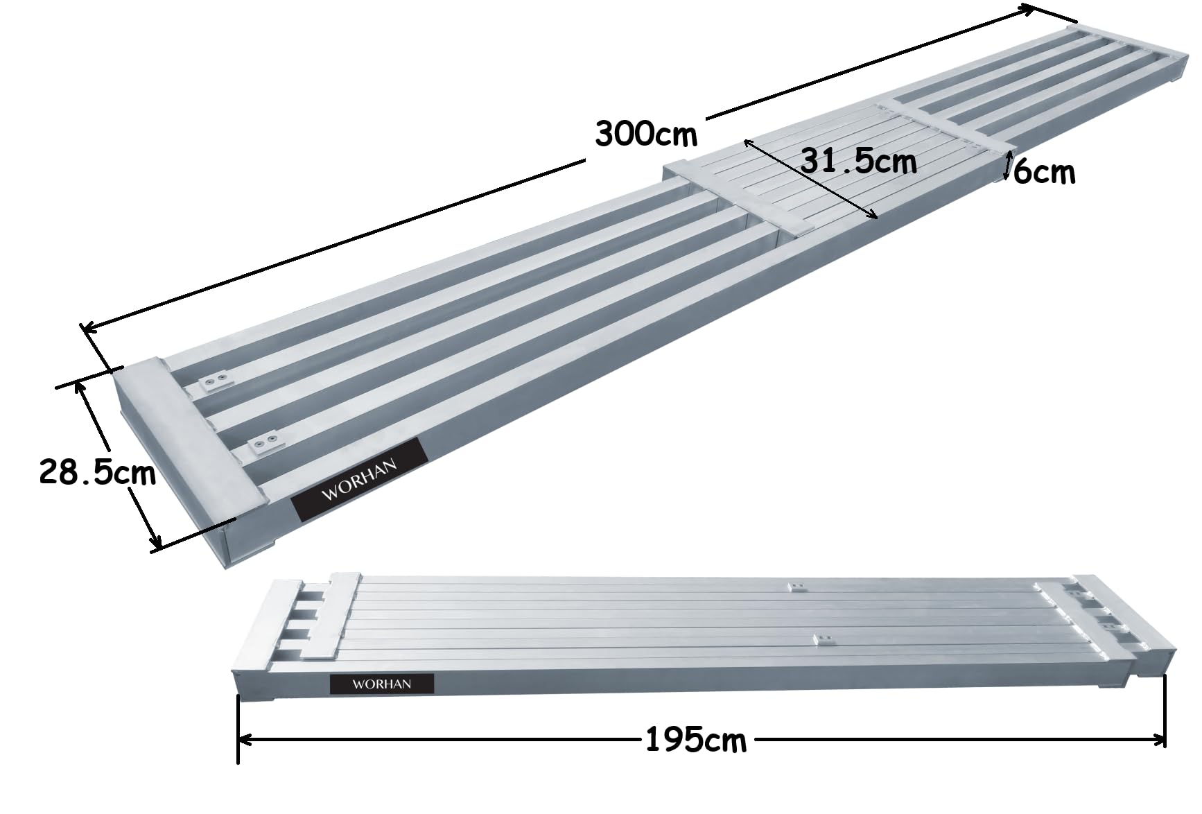 Plateforme Extensible de Travail Télescopique Planche Extra Robuste jusqu'à 300kg avec 2 Poignées Surface Gravée Antidérapante TP300