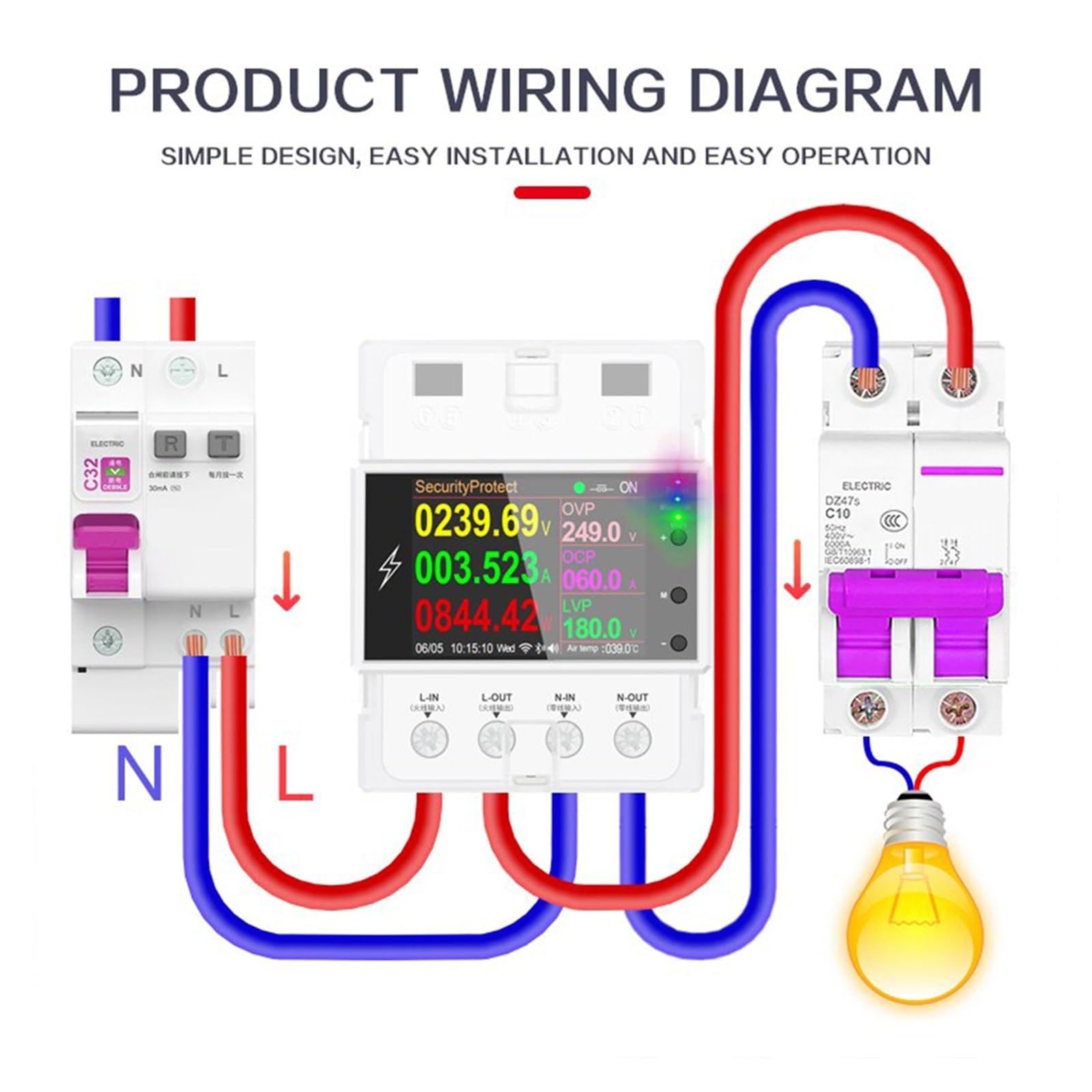 Cyfrowy licznik energii elektrycznej 100A Tuya WIFI Na Szynę Din Inteligentny Przełącznik Zdalnego Sterowania Cyfrowy Wzmacniacz Energii Kwh Miernik Współczynnika Częstotliwości(WIFI)