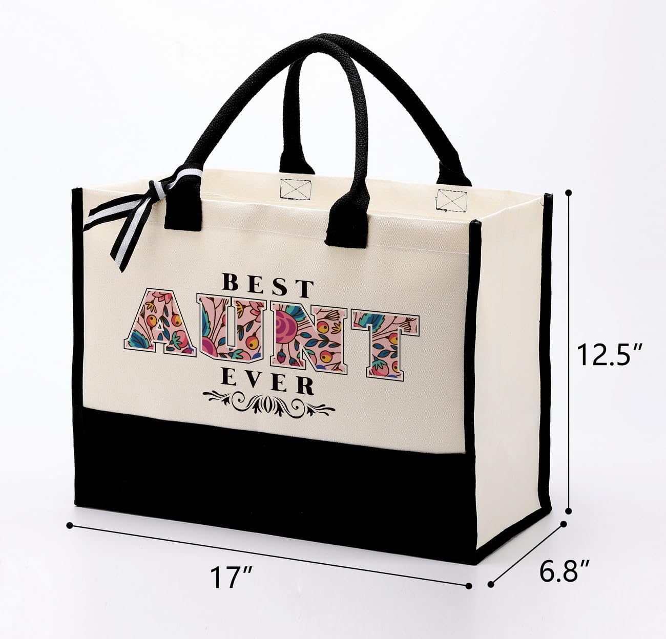 Cotton Canvas Tote Bag for Women, Canvas Tote Bag for Gifting, Totes Bags Gift for Aunt, Best Aunt Ever Gifts Travel Bags - Image 3