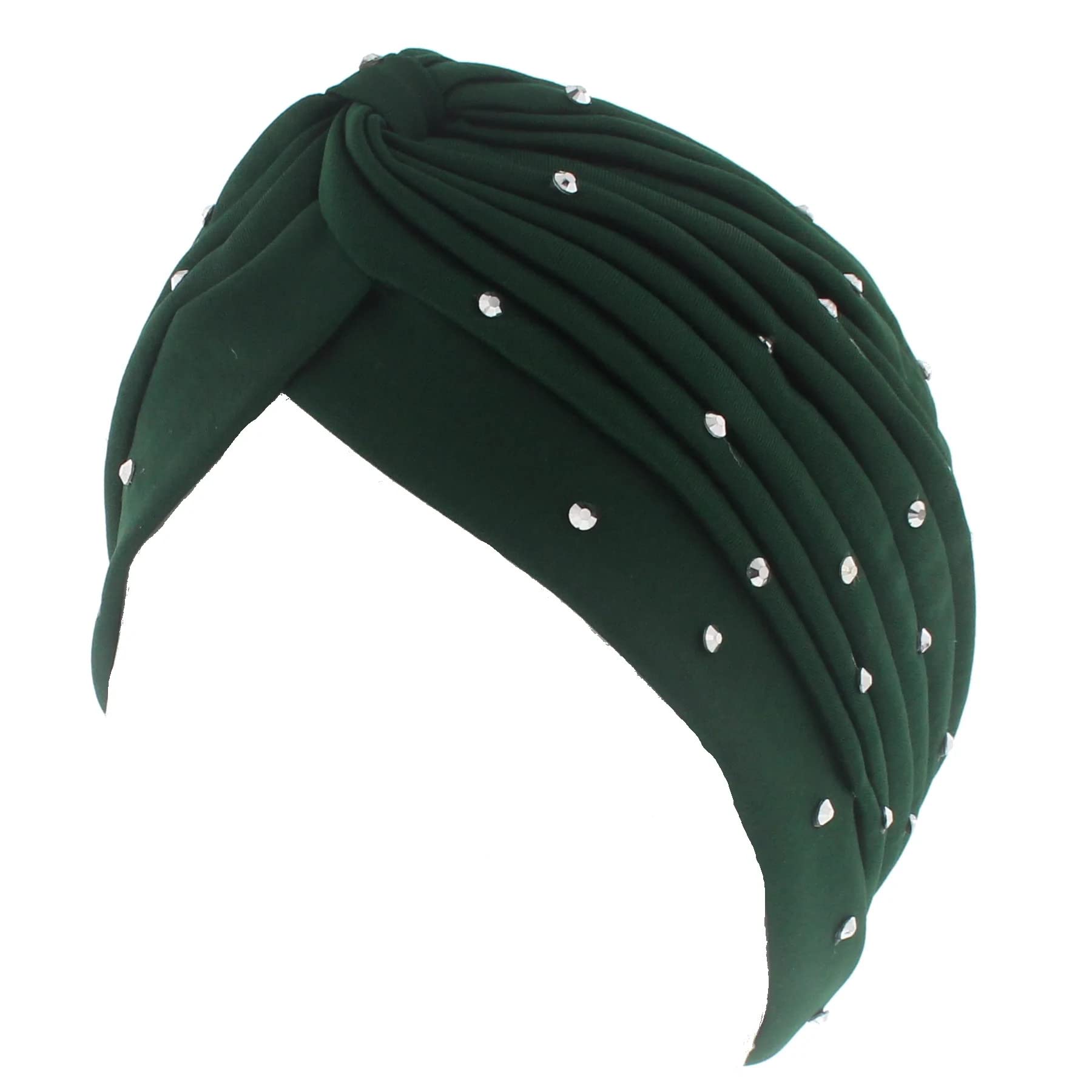 Topkids Accessories Hair Turban Head Wrap Sleep Cap Bonnet Hair Scarf Hairwrap Turbans Stretchy Elastic Hair Towel Chemo Hat Women's Fashion Turbans Women Ladies (Satin with Diamante Bottle Green)