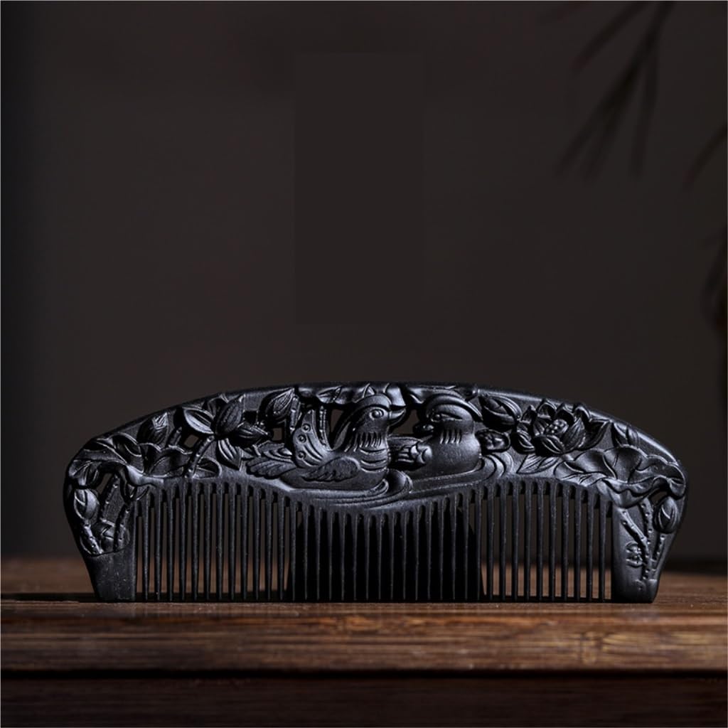 Peruka Grzebień Chinese Retro Long Hair Wooden Comb Black Fine Tooth Comb Household Dry Hair Comb Suitable for All Hair Types Duże grzebienie do włosów