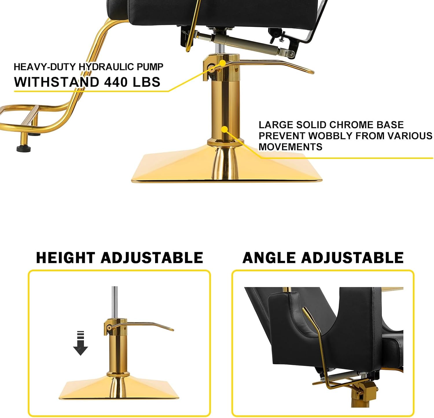 Barber Chair Salon Chair Hydraulic, Adjustable Height, 360 Degrees Rolling Swivel Barber Chairs for Barbershop Hair Salon (Black)