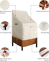 Vista 5 de RosieLily Fundas apilables de respaldo alto para taburetes de bar al aire libre, fundas impermeables para muebles de patio beige con asiento