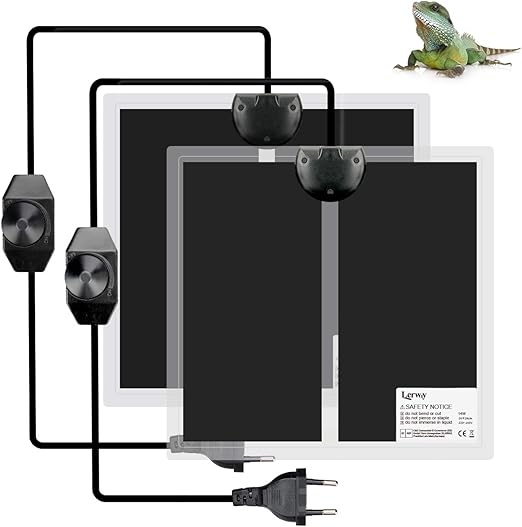LERWAY Verwarmingsmat voor Reptielen 2Packs, Warmtemat Terrarium Huisdier Waterdichte Warme Mat