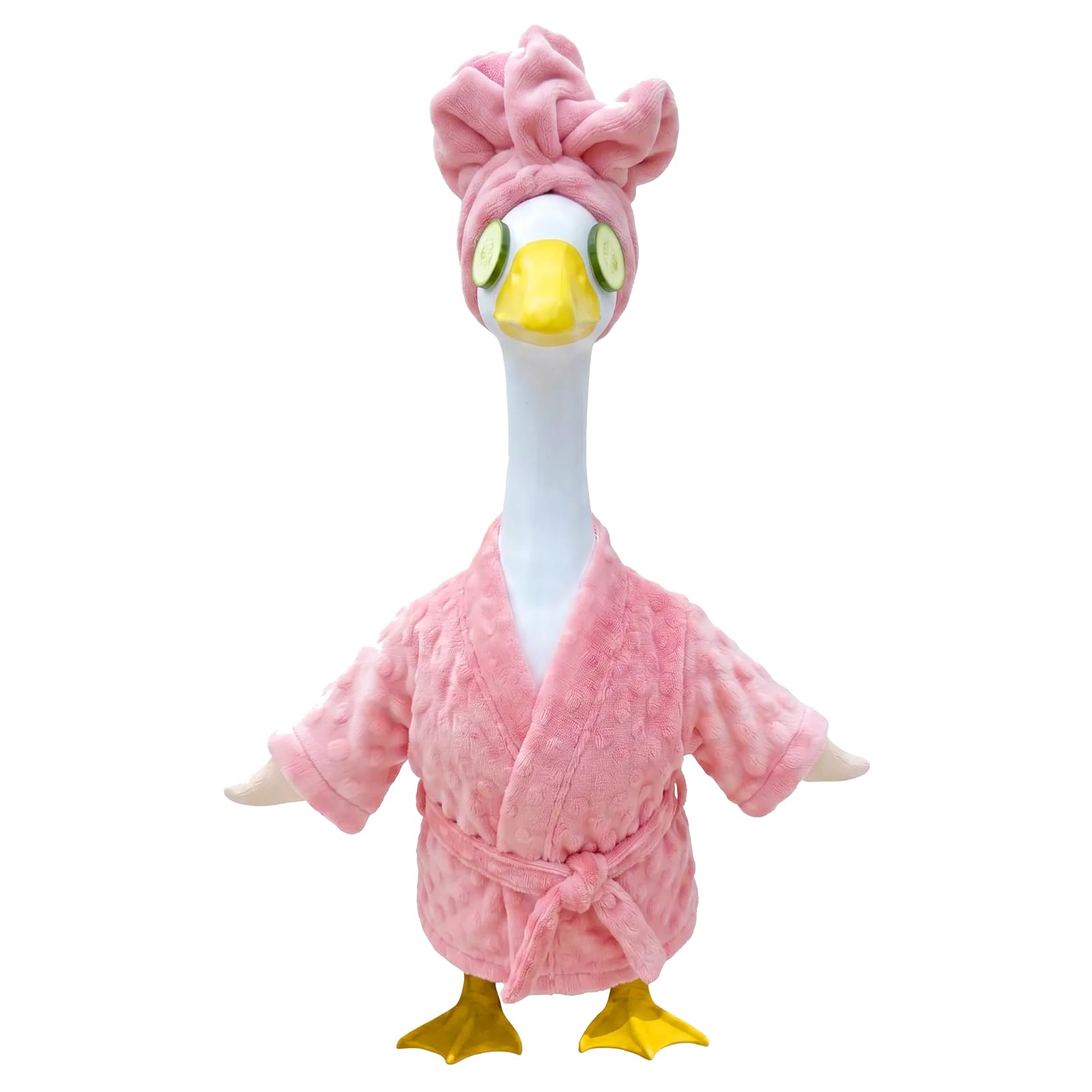 NZWBSHSSP 23 Inch Lawn Goose Outfits Set -Lady Porch Goose Clothes with Headpiece, Cute Outdoor Garden Statue Costume Decor(Pink)