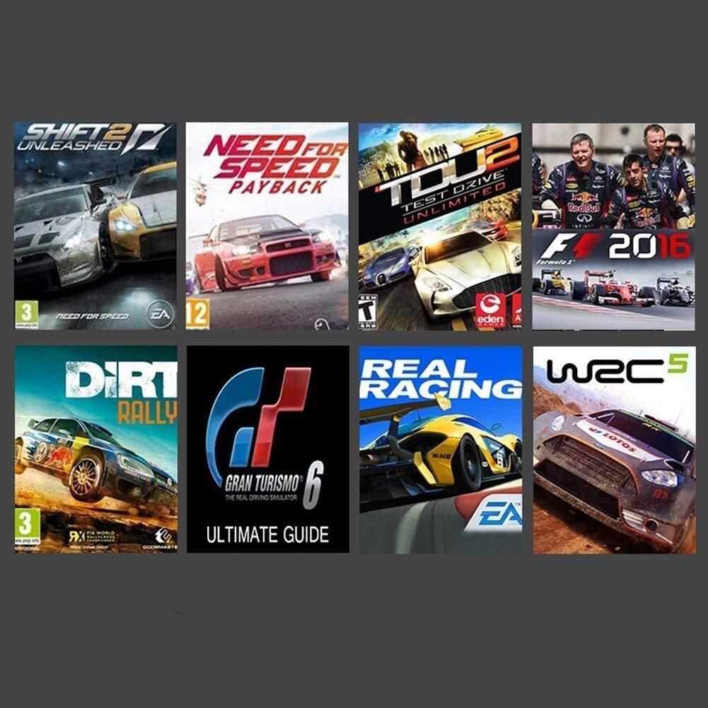 RajoNN Volante da Corsa per Giochi, per Simulazione di Auto, USB Universale da 270 Gradi con Pedali per PS4, PS3, PS2, PC, X360, Nintendo Switch