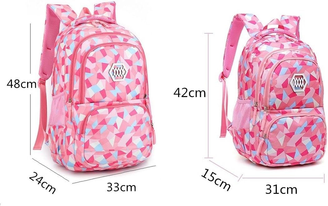  | Geometric Prints Primary School Student Satchel Backpack For Girls Waterproof Preppy Schoolbag | Kids' Backpacks