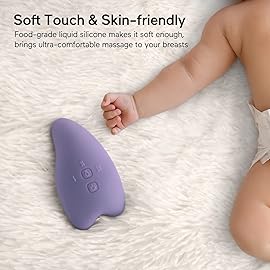 Momcozy Warming Lactation Massager 2-in-1, Soft Breast Massager for Breastfeeding, Heat + Vibration Adjustable for Clogged Ducts, Improve Milk Flow, Lilac
