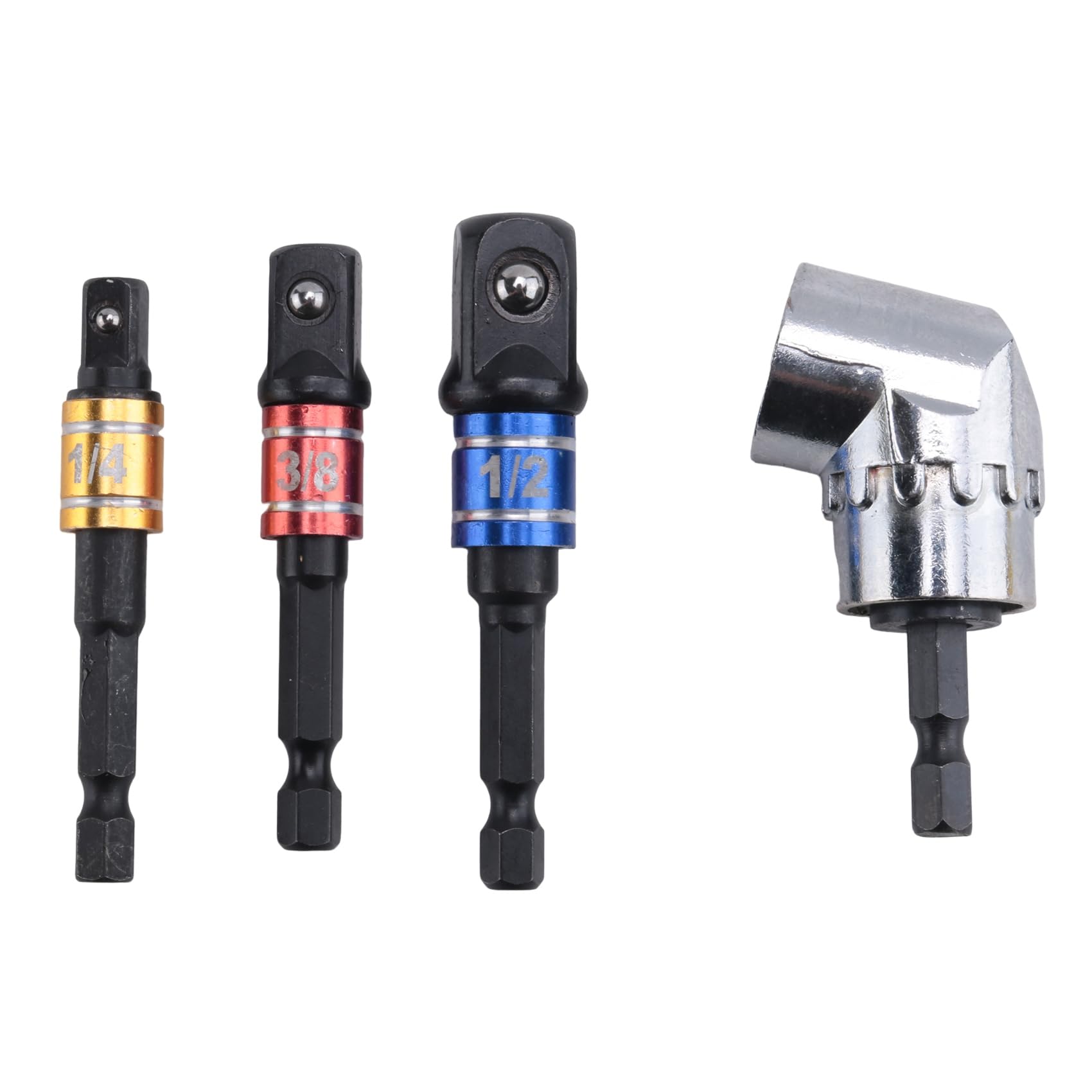 Sirxlevcy Impact Grade Power Hand Tools Driver Sockets Adapter Extension Set, 3Pcs Hex Shank Drill Nut Driver Bit Set + 105 Degree Right Angle Driver Extension Screwdriver Drill Attachment