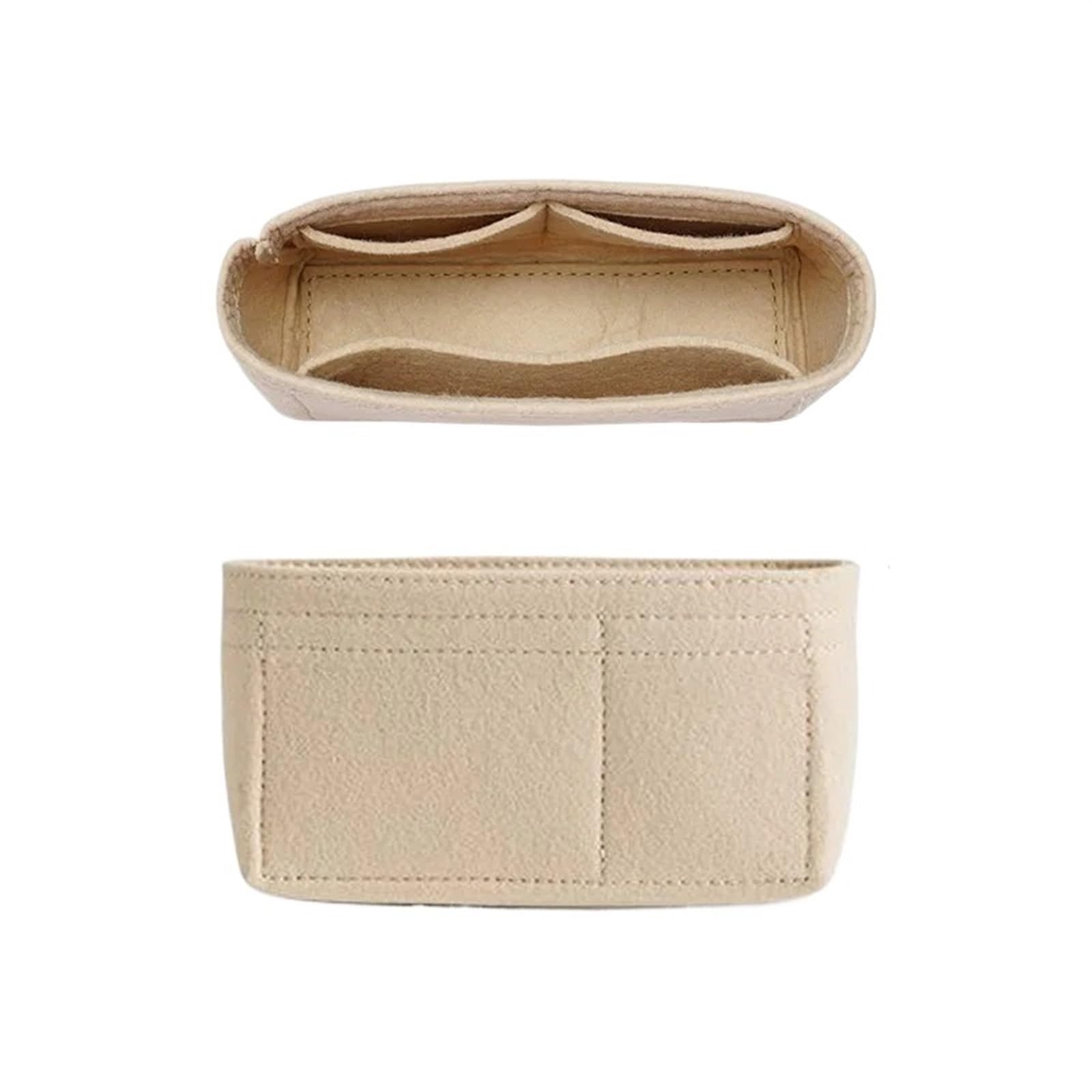 Organizador de bolsos for Mini bolso, organizador monedero, inserto en capas, bolsas almacenamiento fieltro, 2 uds para Bolso con Cremallera(Beige)