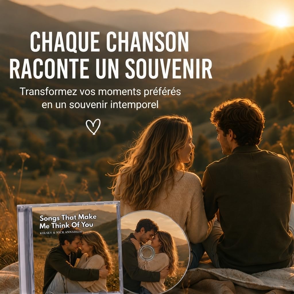 CD Personnalisé avec Photo & Texte Cadeau pour Heomme Femme Couple Album Musical Spotify CD à Graver Cadeau Personnalisé pour Anniversaire Mariage Noël