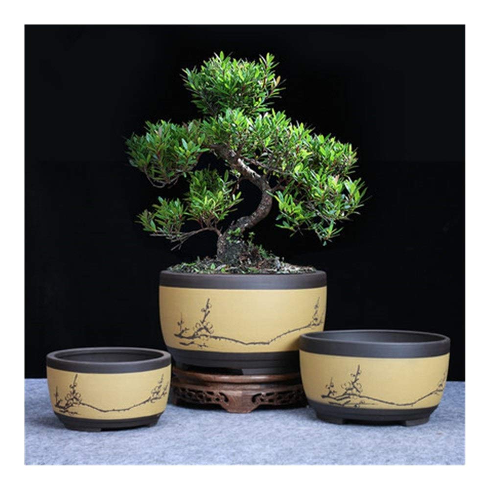 Doniczka Bonsai Ceramiczna Okrągła Duża Średnia I Mała Doniczka Do Roślin Zielonych Doniczka W kształcie Bębna Wentylacja W Stylu Chińskim Pojemnik na Rośliny Ceramiczne, Nadaje się do Sypialni Offi
