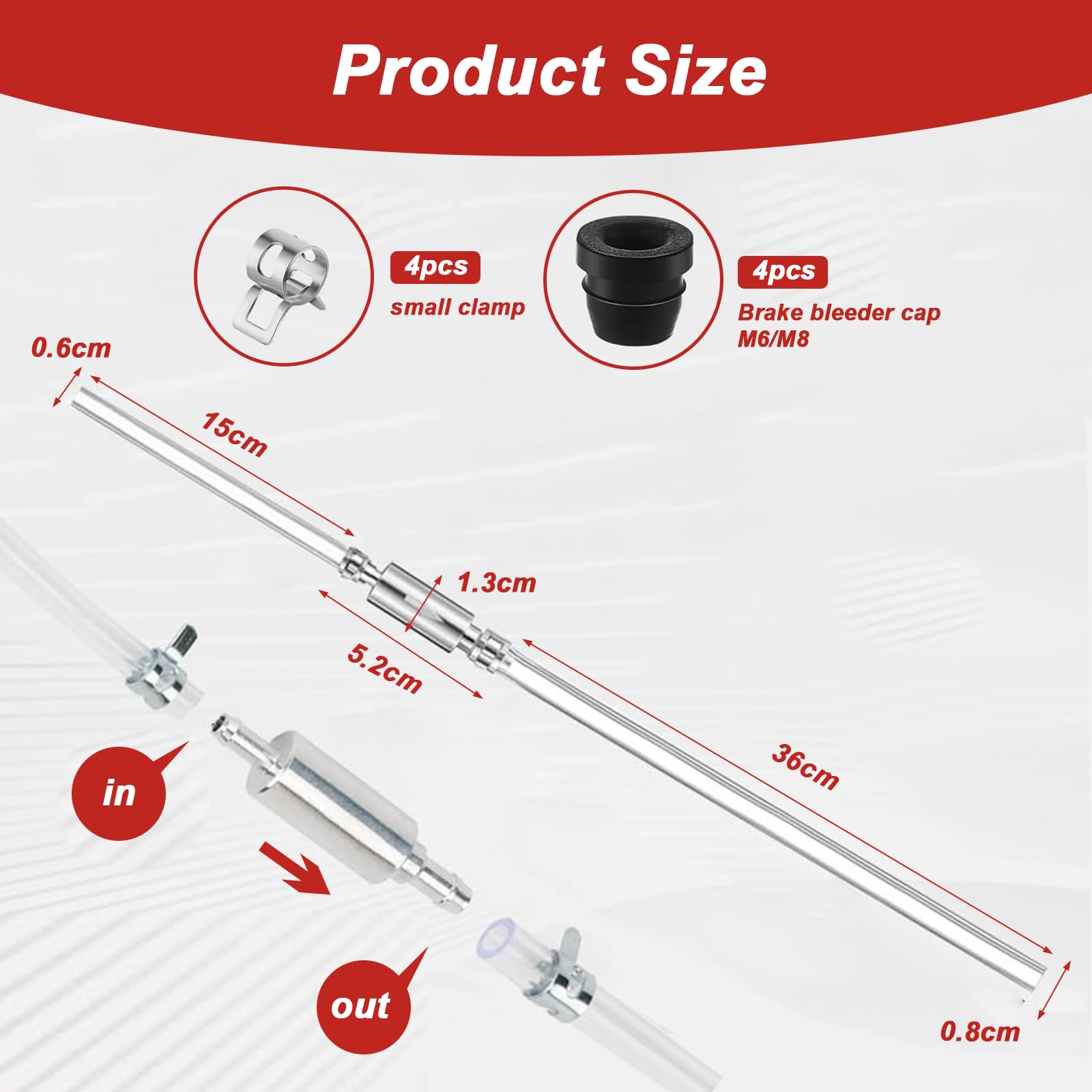 Kit Spurgo Freni Moto, Spurgo Freni Auto con Valvola di Non Ritorno, Attrezzo Sanguinamento Idraulico Liquido per Impianto Frenante Motocicletta/Auto, Kit per Sanguinamento Freni ad Uso