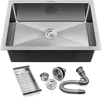 LarSofia Cuba Inox para Cozinha, Aço Inox 304 Escovado, 60x45cm, Quadrada com Acessórios Completos,Montagem Subencosto (Embutida), Resistente a Riscos e Fácil de Limpar