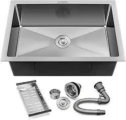 LarSofia Cuba Inox para Cozinha, Aço Inox 304 Escovado, 60x45cm, Quadrada com Acessórios Completos,Montagem Subencosto (Embutida), Resistente a Riscos e Fácil de Limpar