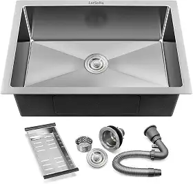 LarSofia Cuba Inox para Cozinha, Aço Inox 304 Escovado, 60x45cm, Quadrada com Acessórios Completos,Montagem Subencosto (Embutida), Resistente a Riscos e Fácil de Limpar
