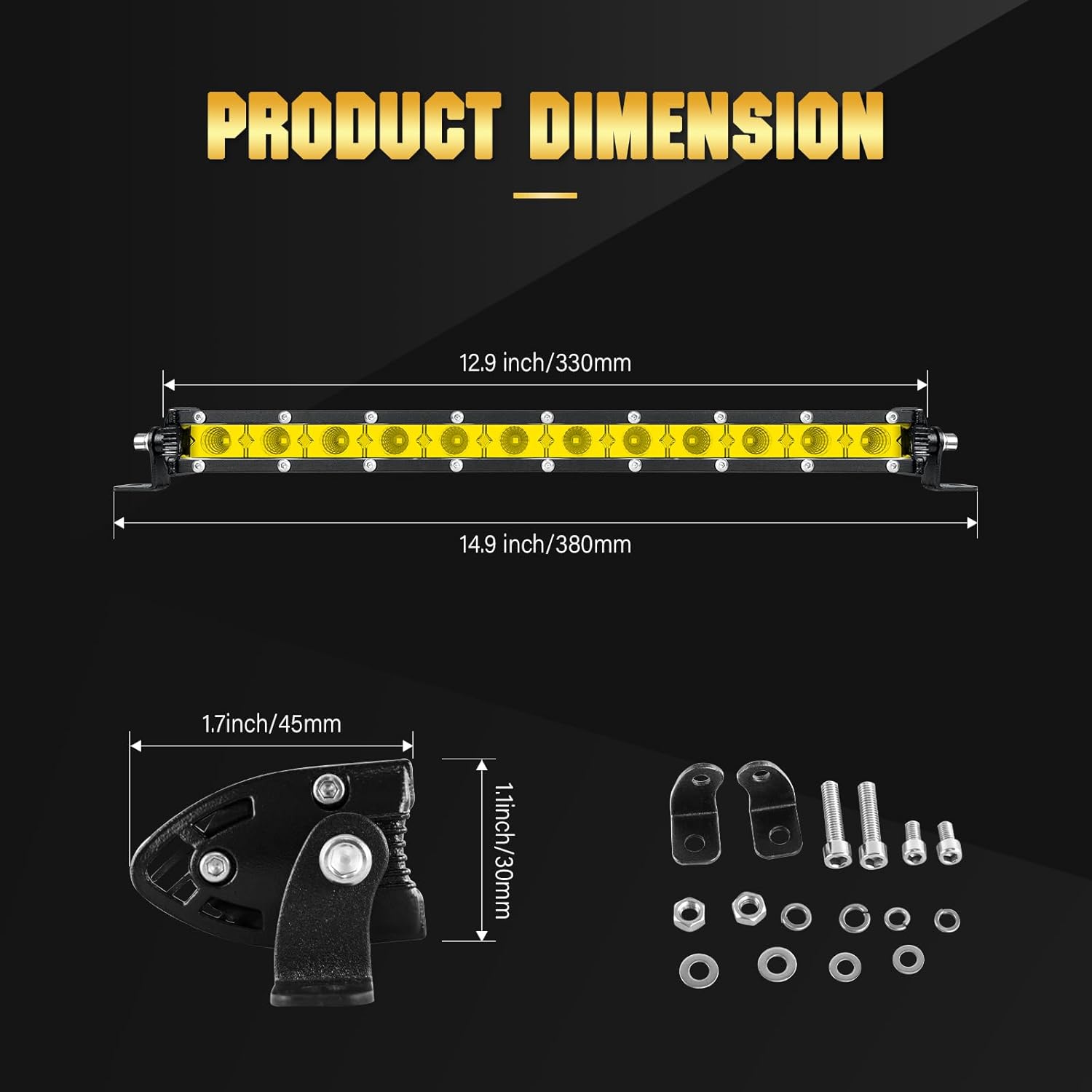 Willpower LED Light Bar,13 Inch Led Pods Flood Work Light 6000LM Single Row Light Bar Off Road Driving Led Work Lights for UTV ATV Truck Boat Waterproof