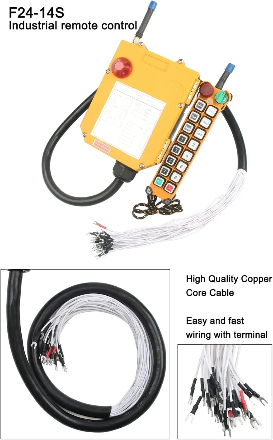 F24-14S Single Speed Crane Driving Crane Industrial Wireless Remote Control Industrial 24V 36V 48V 220V 380V with Emergency Stop(AC 380V)
