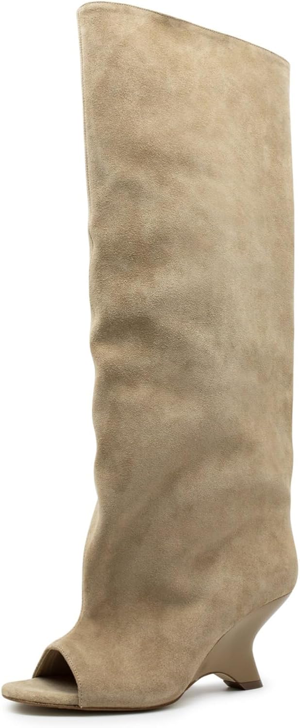 Goolita Women's Knee High Boots - Suede Fringe Design