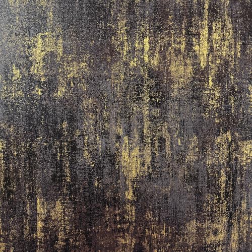 JiffDiff Vintage Metallic Peel and Stick Wallpaper Self Adhesive Industrial Metallic Concrete Wall Paper Modern Stick on Wallpaper Contact Paper(17.3 x 120 Black Gold)